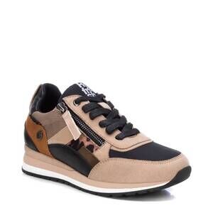 NEW XTI women's lace-up sneakers in beige/khaki